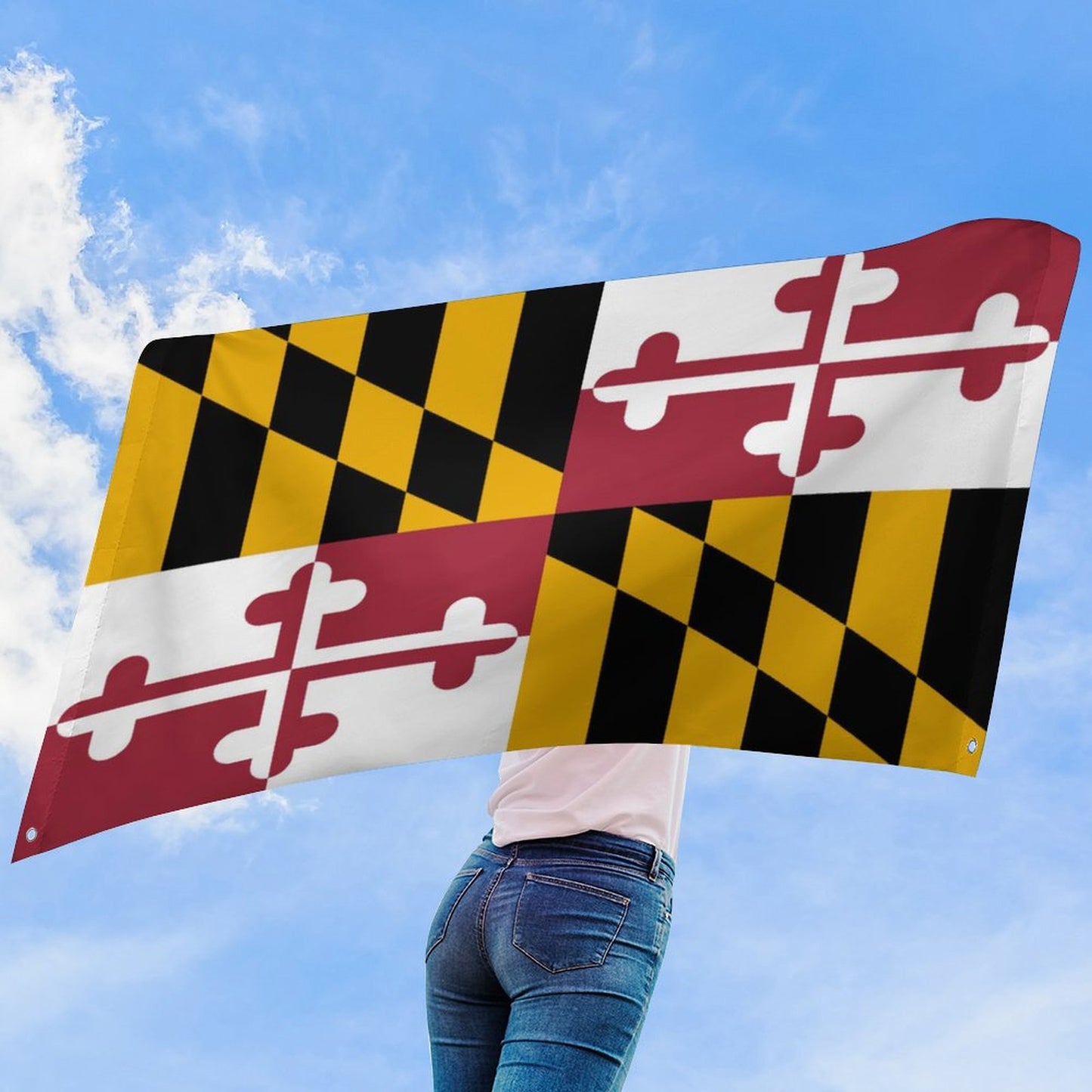 Maryland Flag Inspired Wall Mount Flag with Four Grommets (35x59 in)