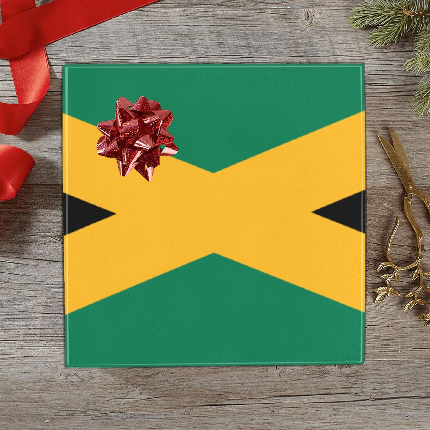 Jamaica Flag Custom Gift Wrapping Paper 58"x 22.5" (4 Rolls)