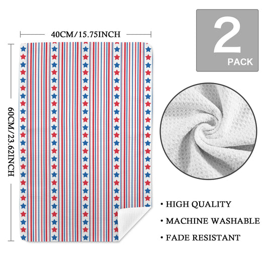 USA/American Flag Inspired Stars & Stripes Pattern Kitchen Towel 40X60cm (Pack of 2) (Made in the USA)