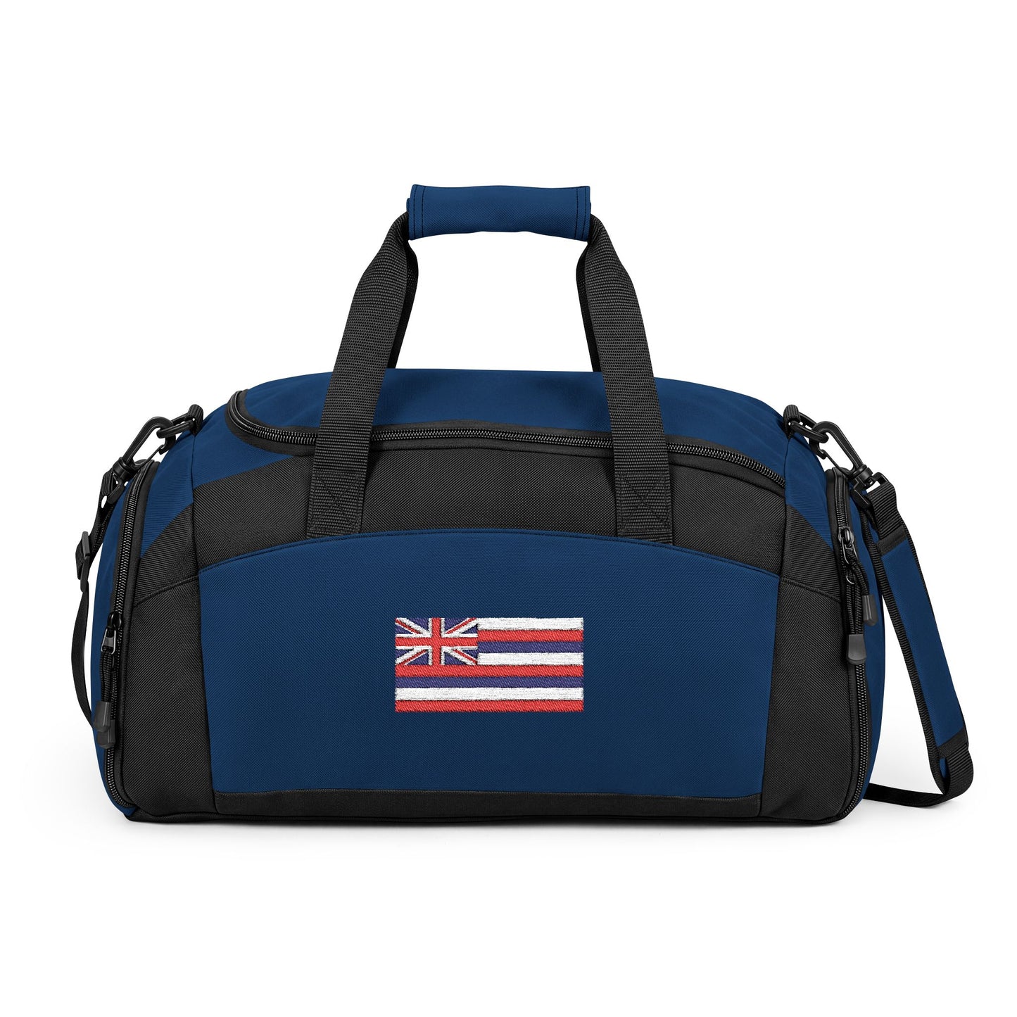 Hawaii Flag Gym Bag — Black Duffle with Embroidered Hawaii Flag