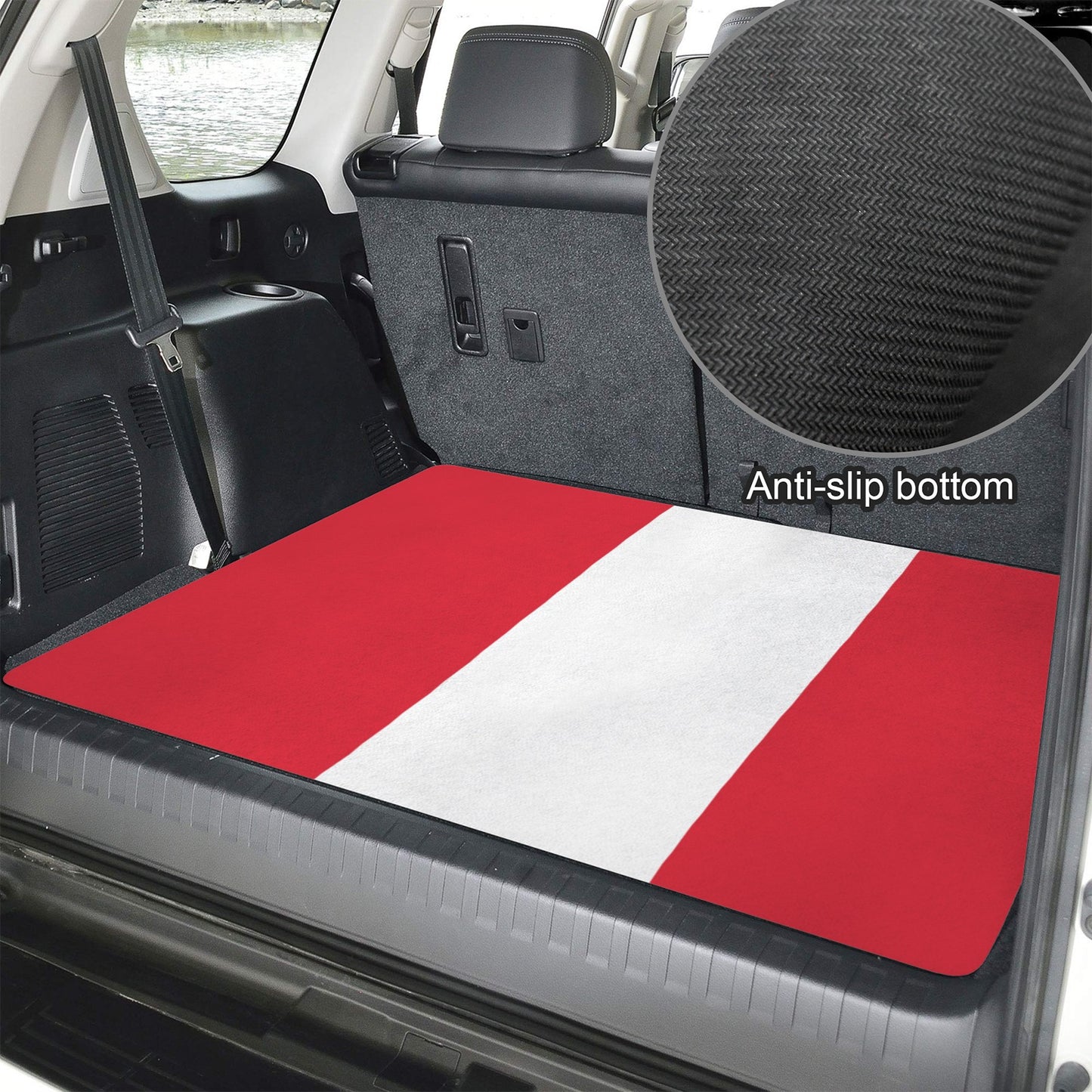 Peru Flag Inspired Car Trunk Mat 100 × 75 cm / 39.4 × 30 in Printed in the USA