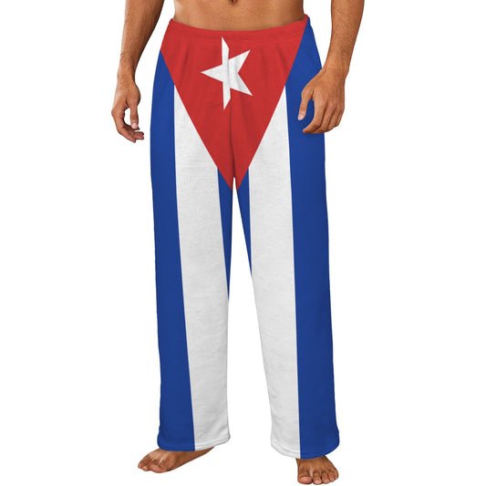 Cuba Flag Inspired Men's Flannel Pajama Trousers Printed in the USA