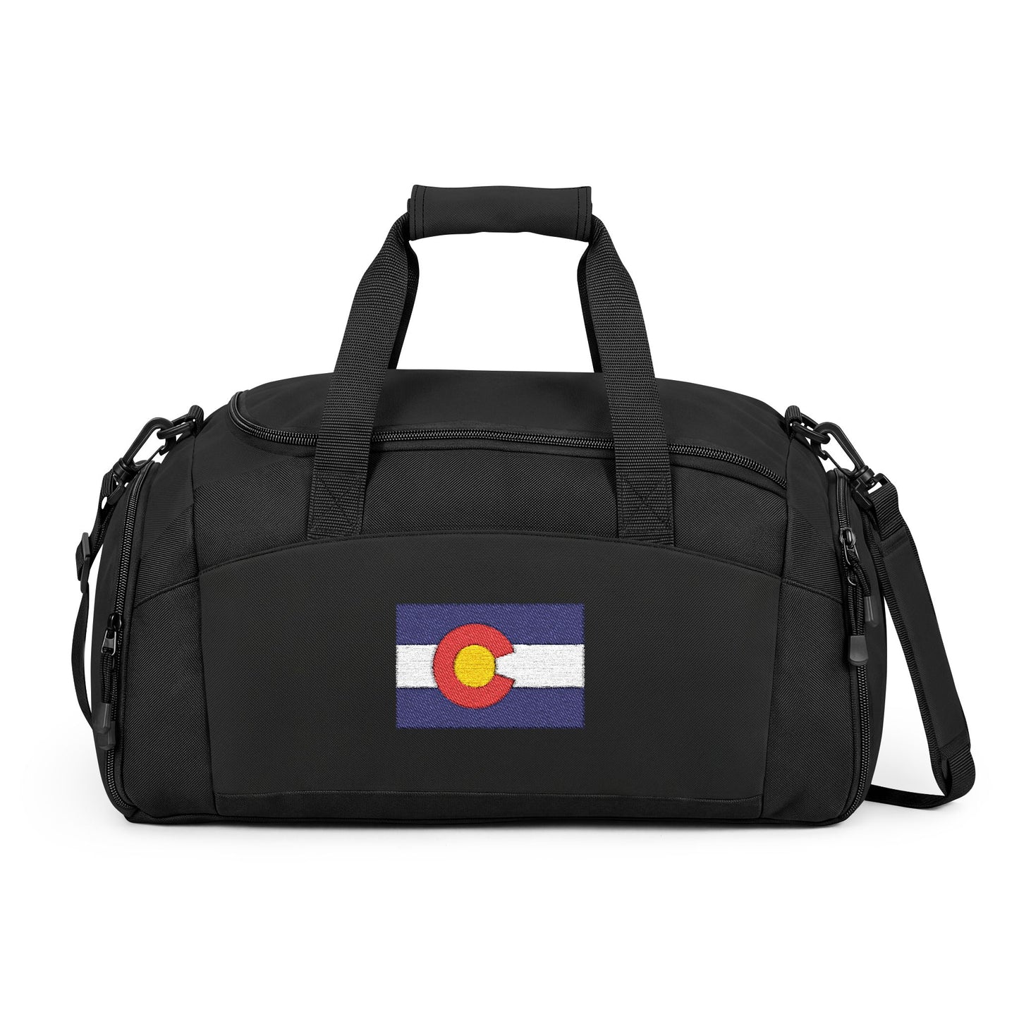 Colorado Flag Gym Bag — Black Duffle with Embroidered Colorado Flag