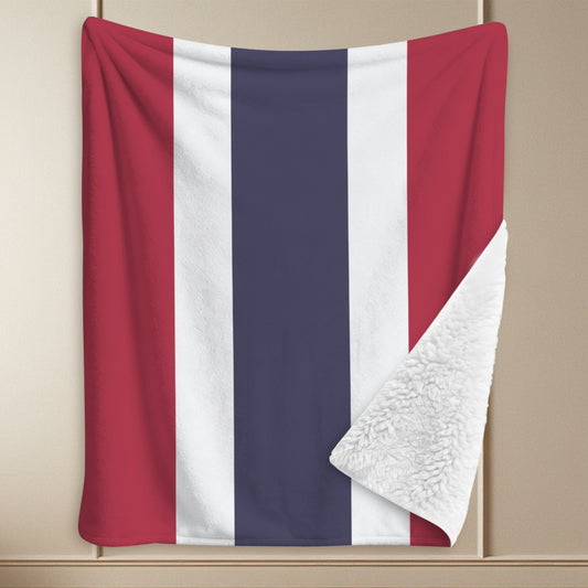 Thailand Flag Inspired Sherpa Fleece Blanket 90" x 108" | Printed in the USA