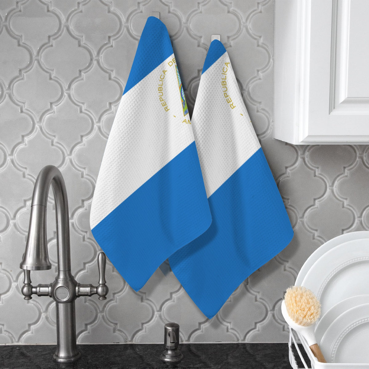 Nicaragua Flag Inspired Kitchen Towel 40X60cm (Pack of 2) | Printed In the USA