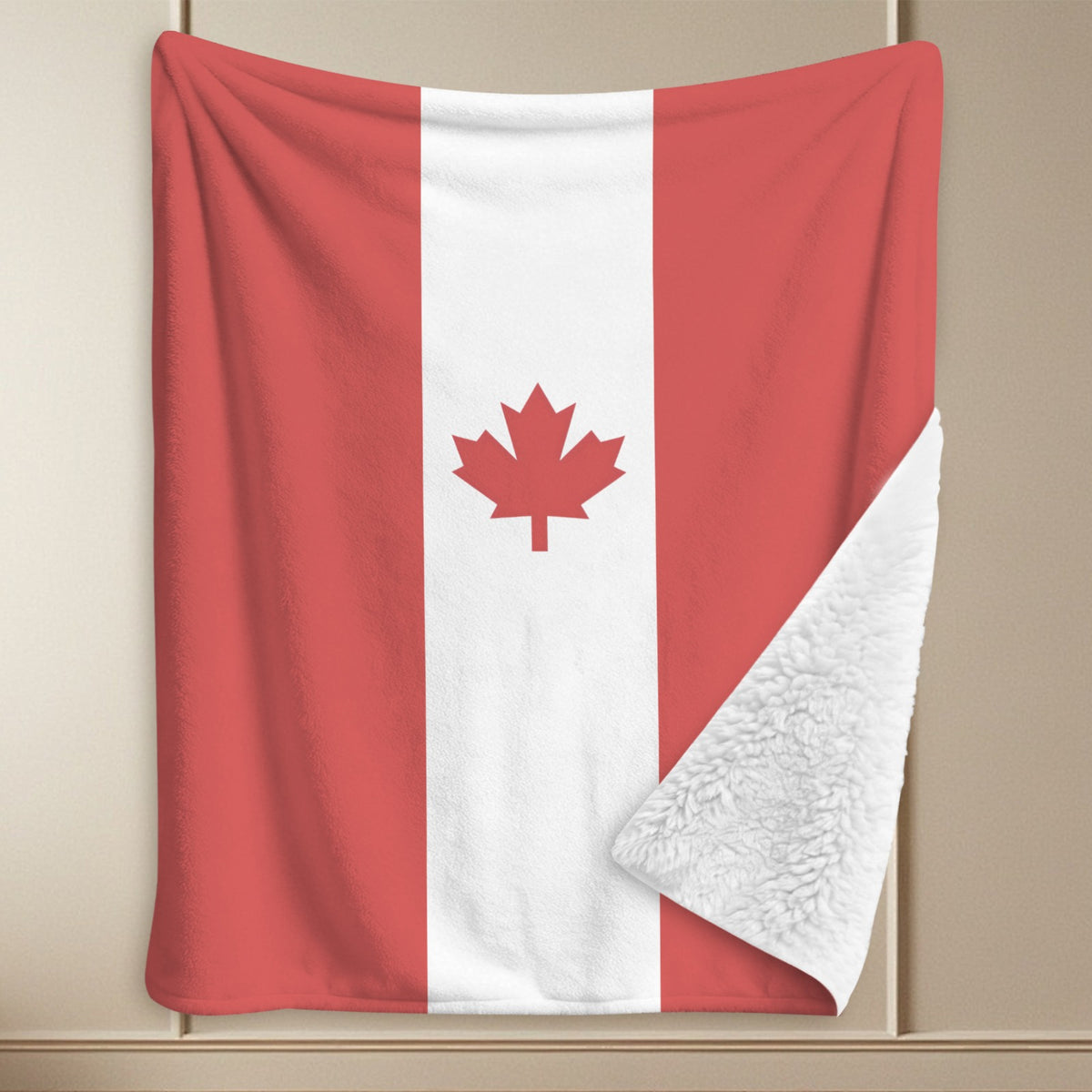 Canada Flag Inspired Sherpa Fleece Blanket 90" x 108" | Prtinted in the USA