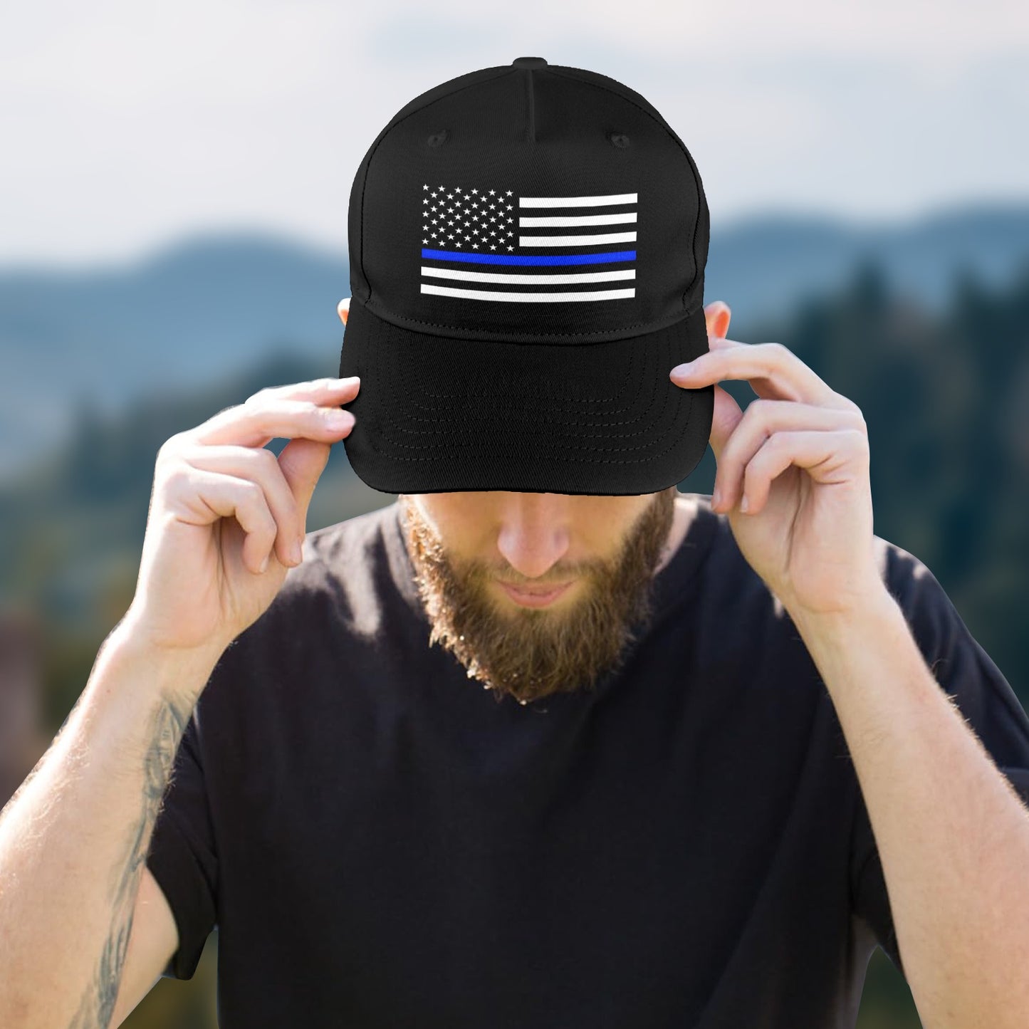 Thin Blue Line Flag Baseball Cap (Made in USA)