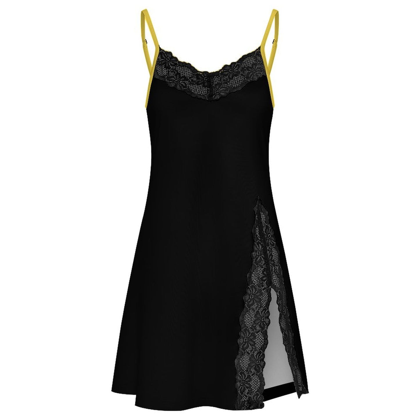 Thin Gold Line Flag Inspired Women's Lace Slit Cami Pajama Dress