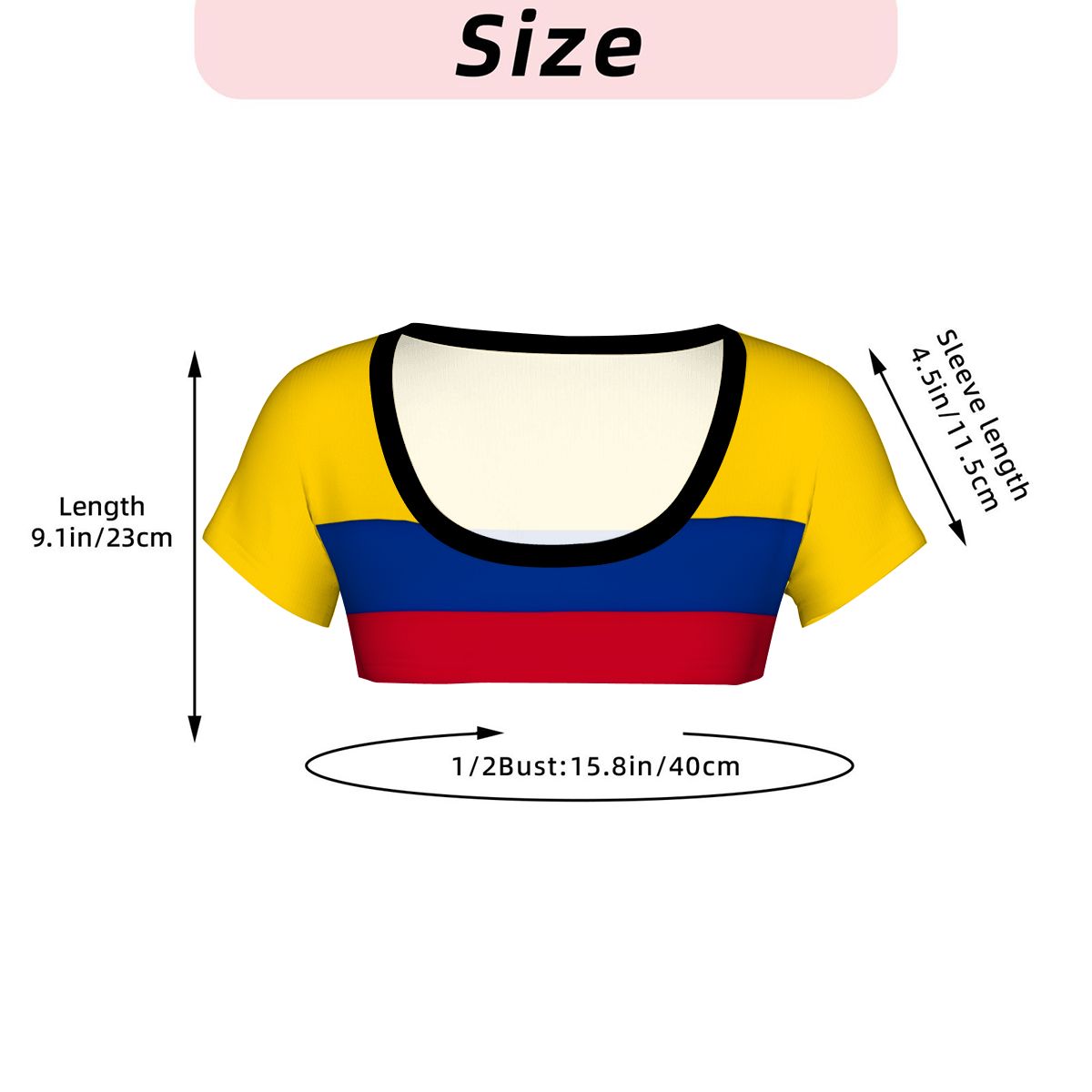 Colombia Flag Inspired Women's 1/2 Cut Short Sleeve T-Shirt
