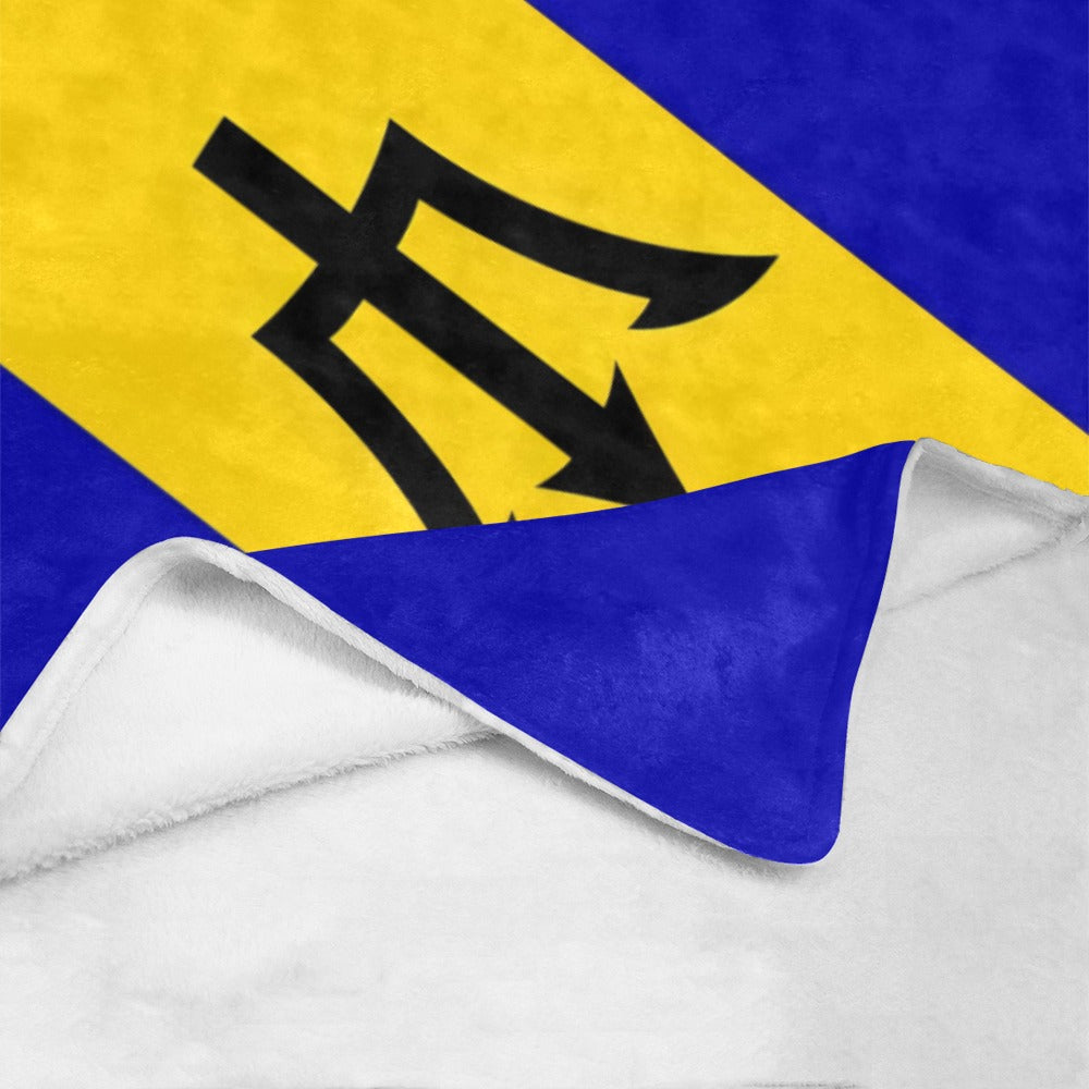 [Luv My Flag] cozy blanket featuring vibrant Barbados flag design.