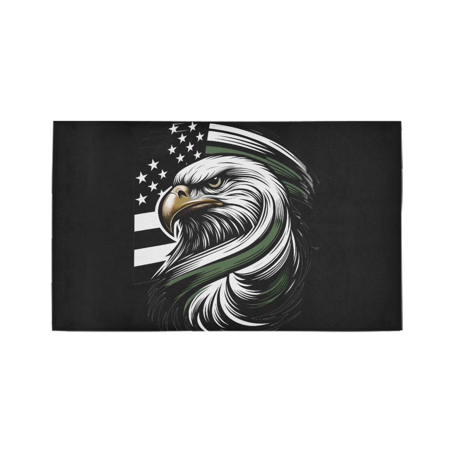 Thin Green Line Flag Inspired Eagle Doormat 30" x 18" (Sponge Material)