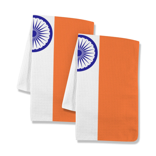 India Flag Inspired Kitchen Towel 40X60cm (Pack of 2) (Made in the USA)