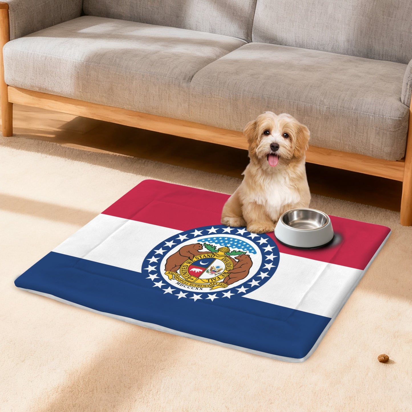 Missouri Flag Inspired Pet Mat 25x18inch (Made in the USA)