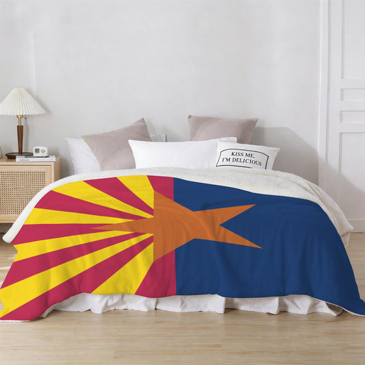 Arizona Flag Inspired Sherpa Fleece Blanket 90" x 108" | Prtinted in the USA