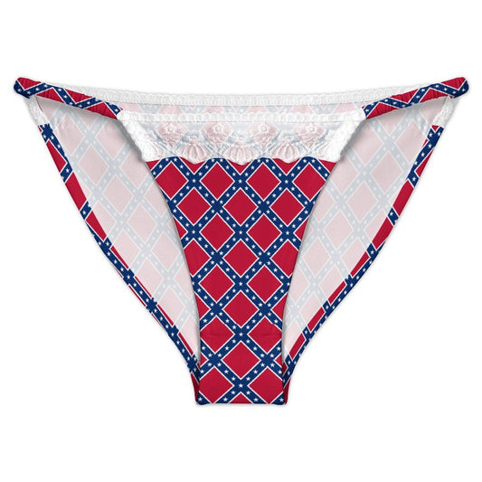 Confederate Battle Flag Inspired Pattern Lace Trim Underwear