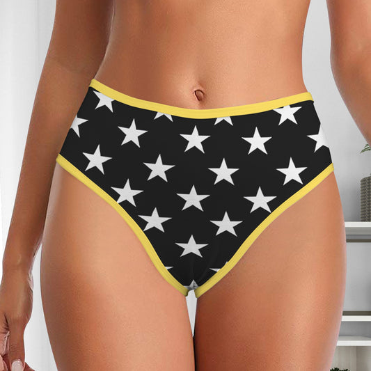 Thin Gold Line Flag Inspired Women's High Waisted Brief