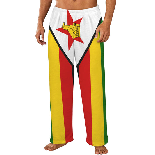 Zimbabwe Flag Inspired Men's Flannel Pajama Trousers Printed in the USA