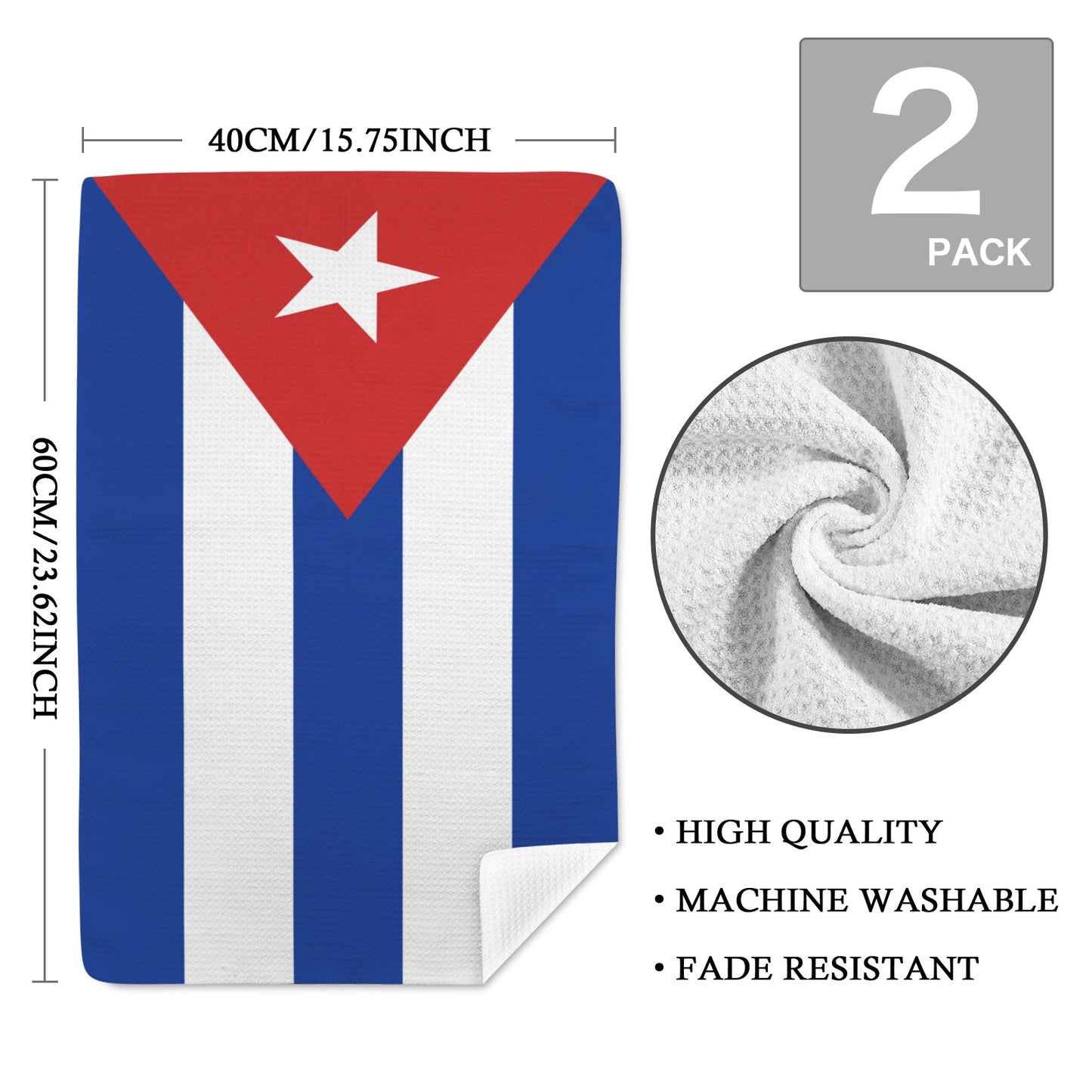 Cuba Flag Inspired Kitchen Towel 40X60cm (Pack of 2) (Made in the USA)