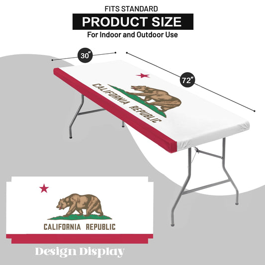 California Flag Inspired Custom Elastic Fitted Tablecloth 72x30 inch (Made in the USA)