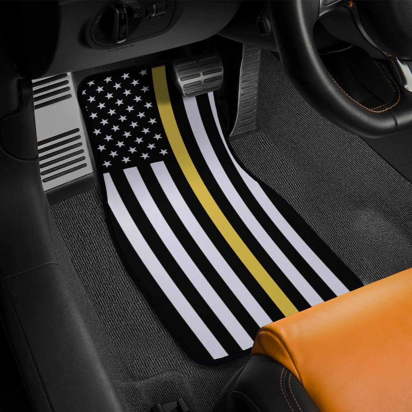 Thin Gold Line Flag Inspired Car Floor Mats(4pcs)