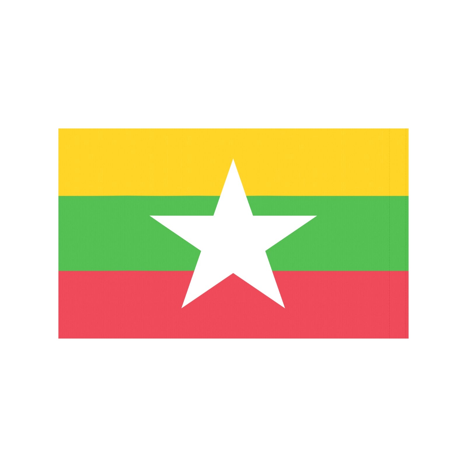 Myanmar flag featuring stripes and star, by Luv My Flag.