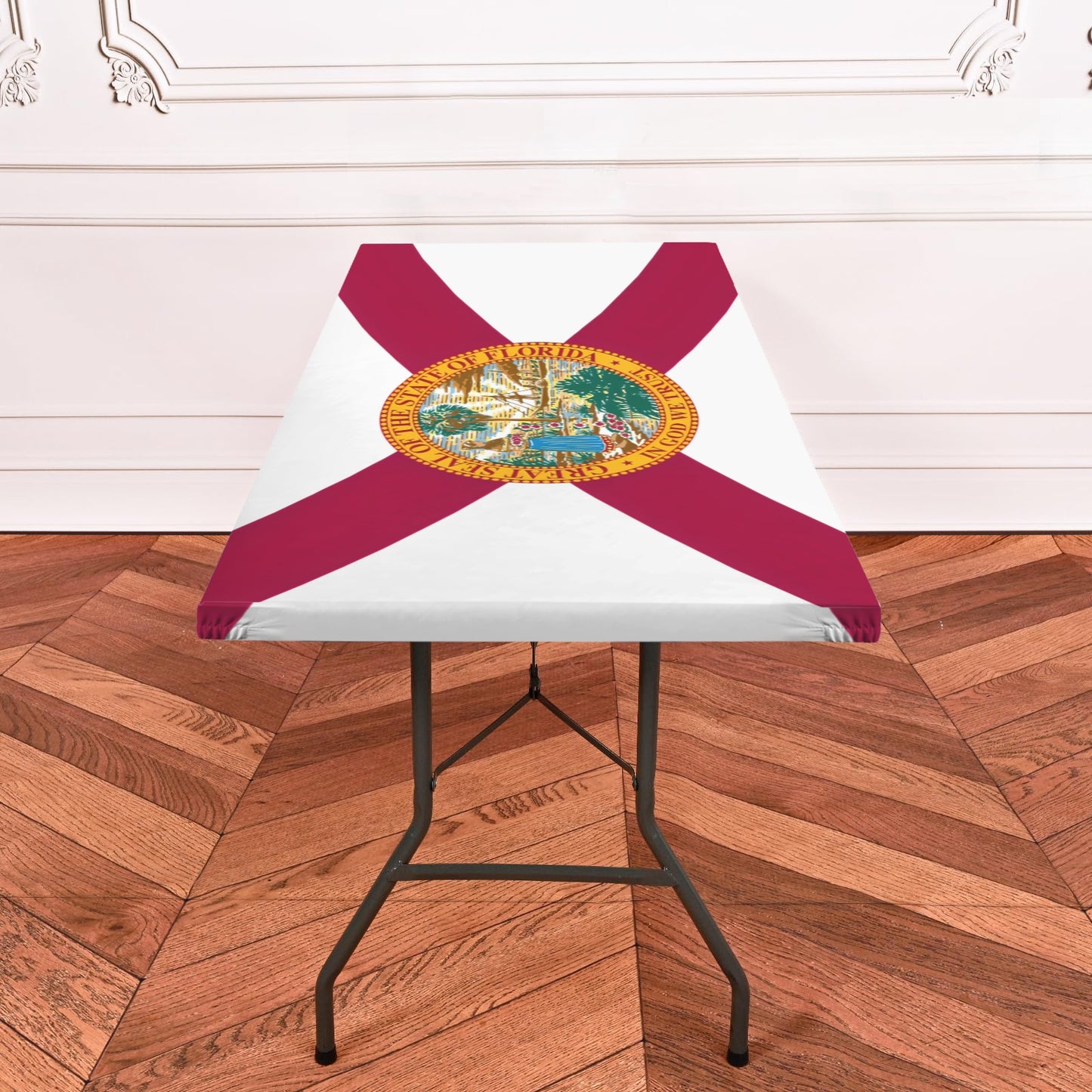 Florida Flag Inspired Custom Elastic Fitted Tablecloth 72x30 inch (Made in the USA)