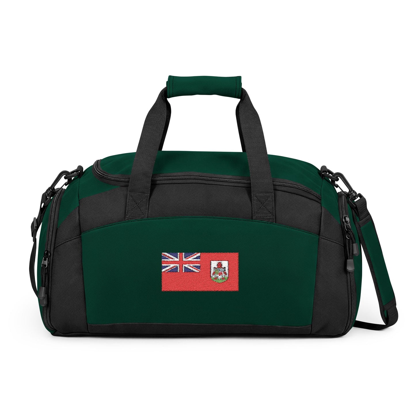 Bermuda Flag Gym Bag — Black Duffle with Embroidered Bermuda Flag