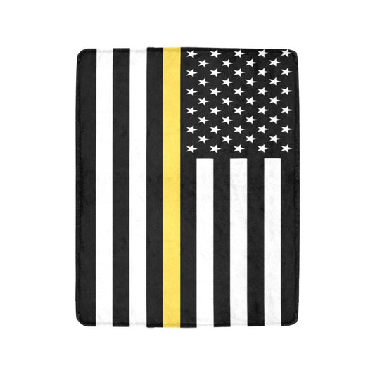 Black and white flag blanket with yellow stripe, Luv My Flag.