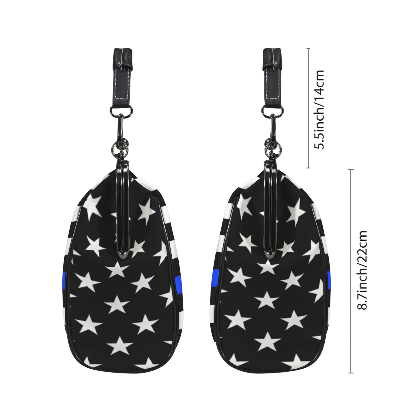 Thin Blue Line Flag Inspired Kisslock Crossbody Shoulder Bag
