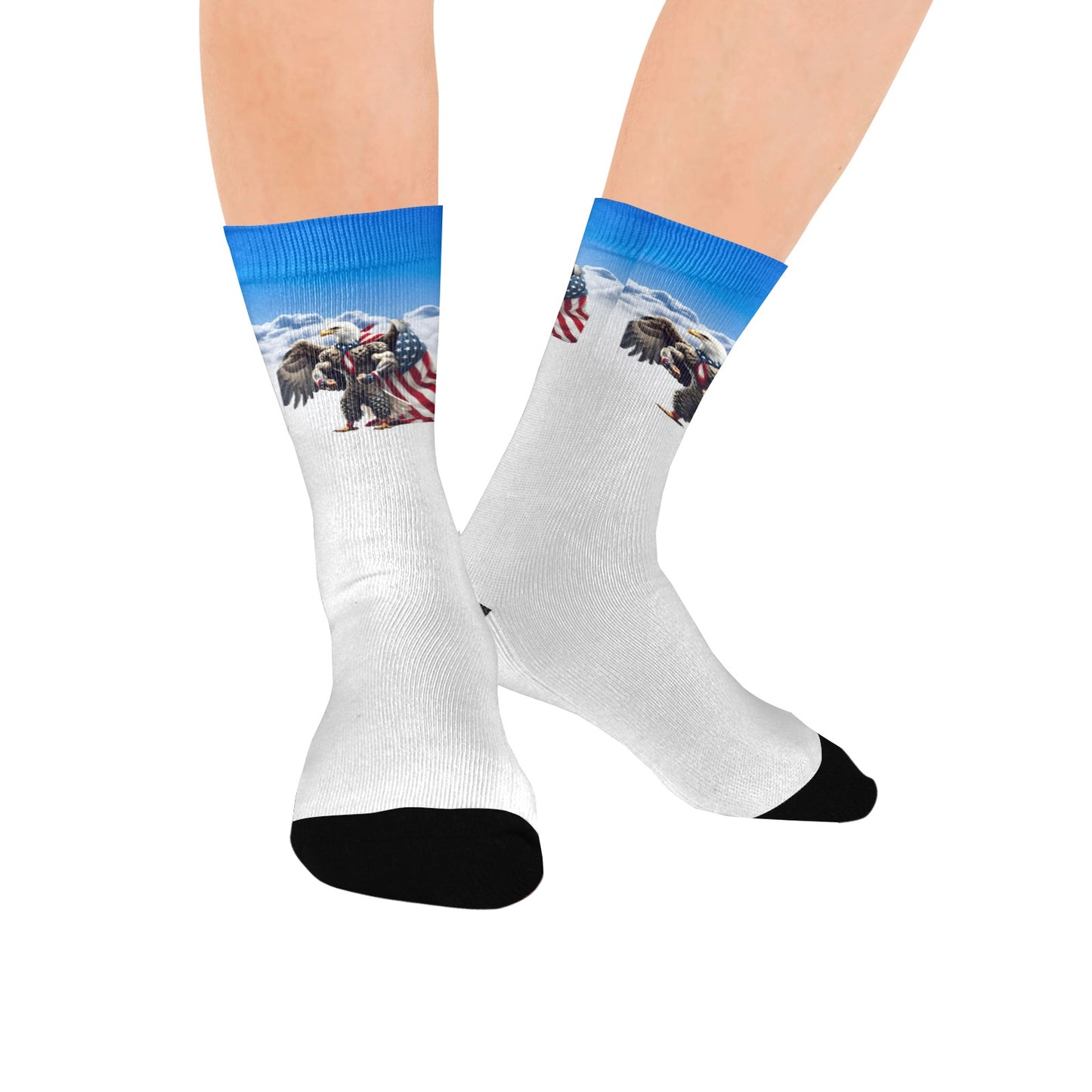 USA/American Flag Inspired Eagle with Cape in Clouds Women's Custom  Socks | Ships from USA