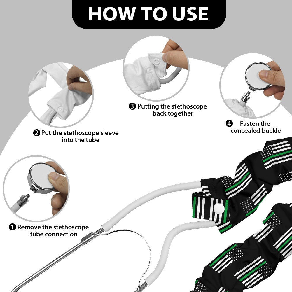 Thin Green Line Flag Inspired Stethoscope Protective Cover