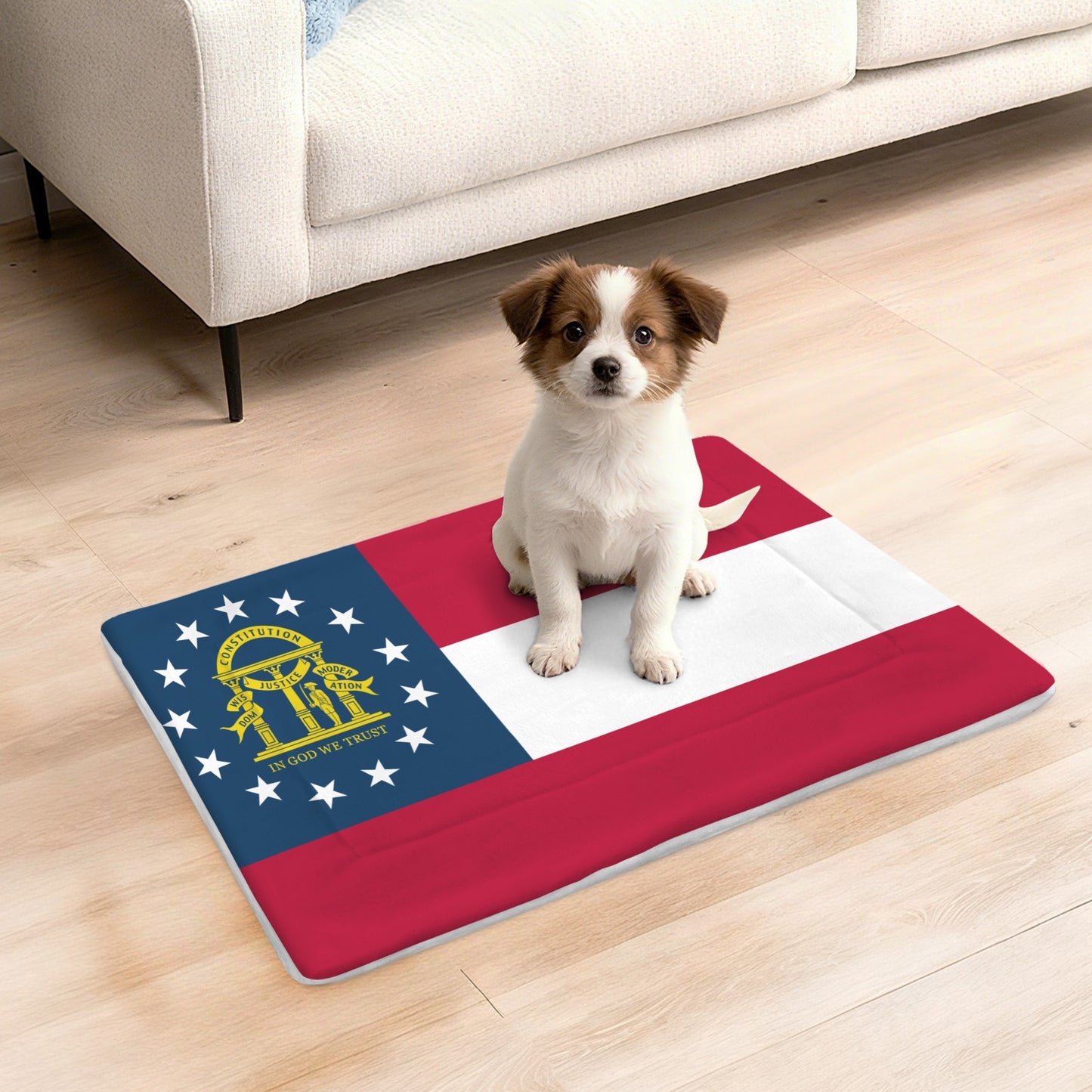 Georgia Flag Inspired Pet Mat 25x18inch (Made in the USA)