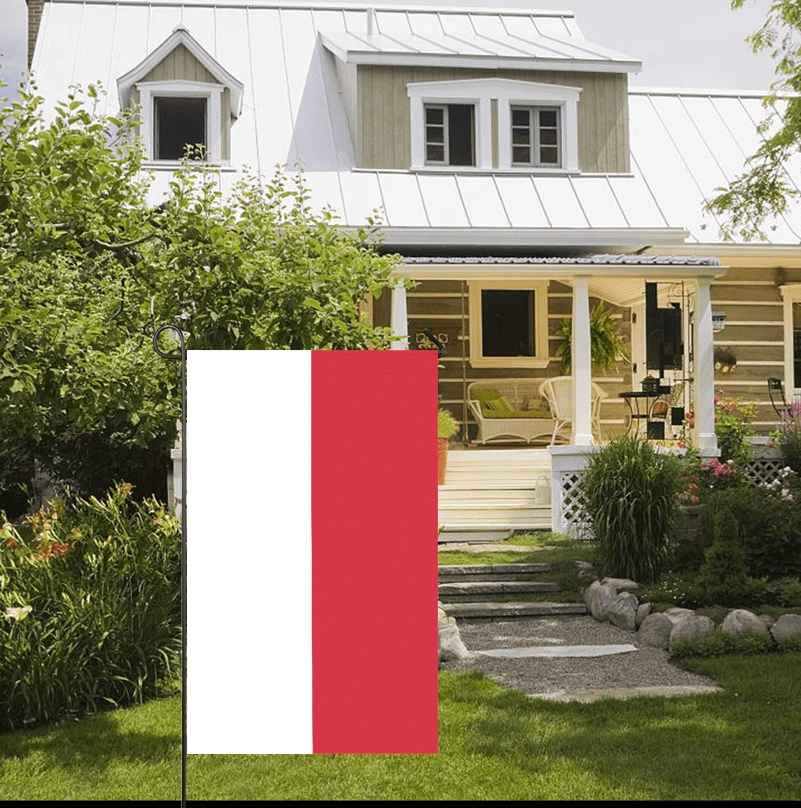 Flag by Luv My Flag in charming cottage garden.