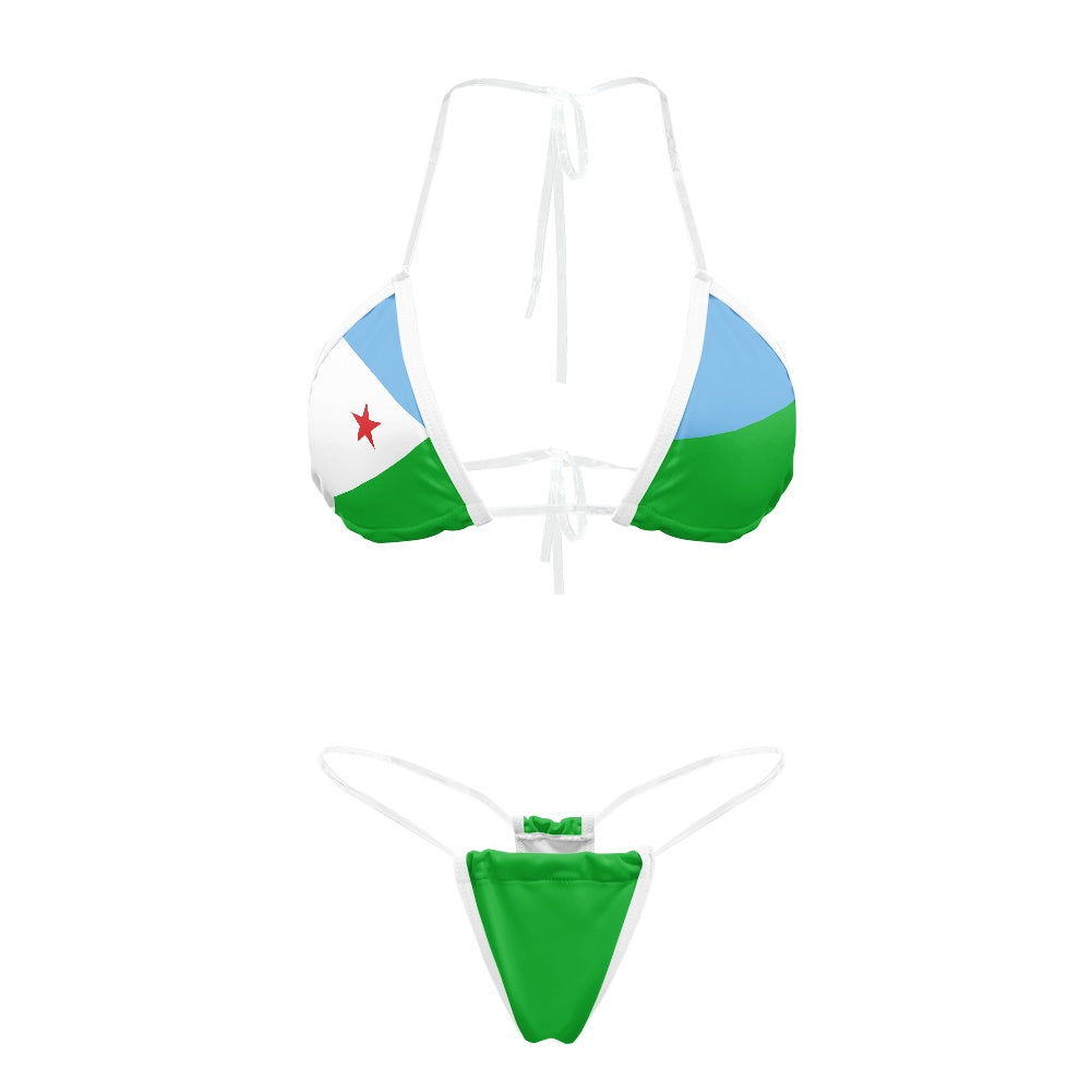 Djibouti Flag Inspired Transparent String Bikini