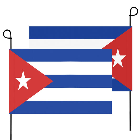 Two Luv My Flag Cuban flags with poles, overlapping display.