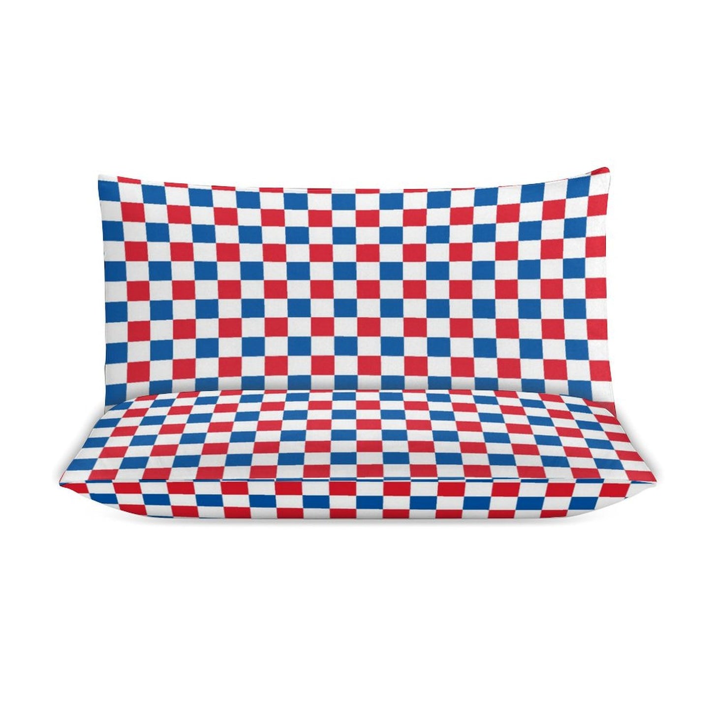 USA/American Flag Inspired Checkered Pattern 3-Piece Bedding Set (1 Duvet Cover + 2 Pillow Shams) – 102"×90"