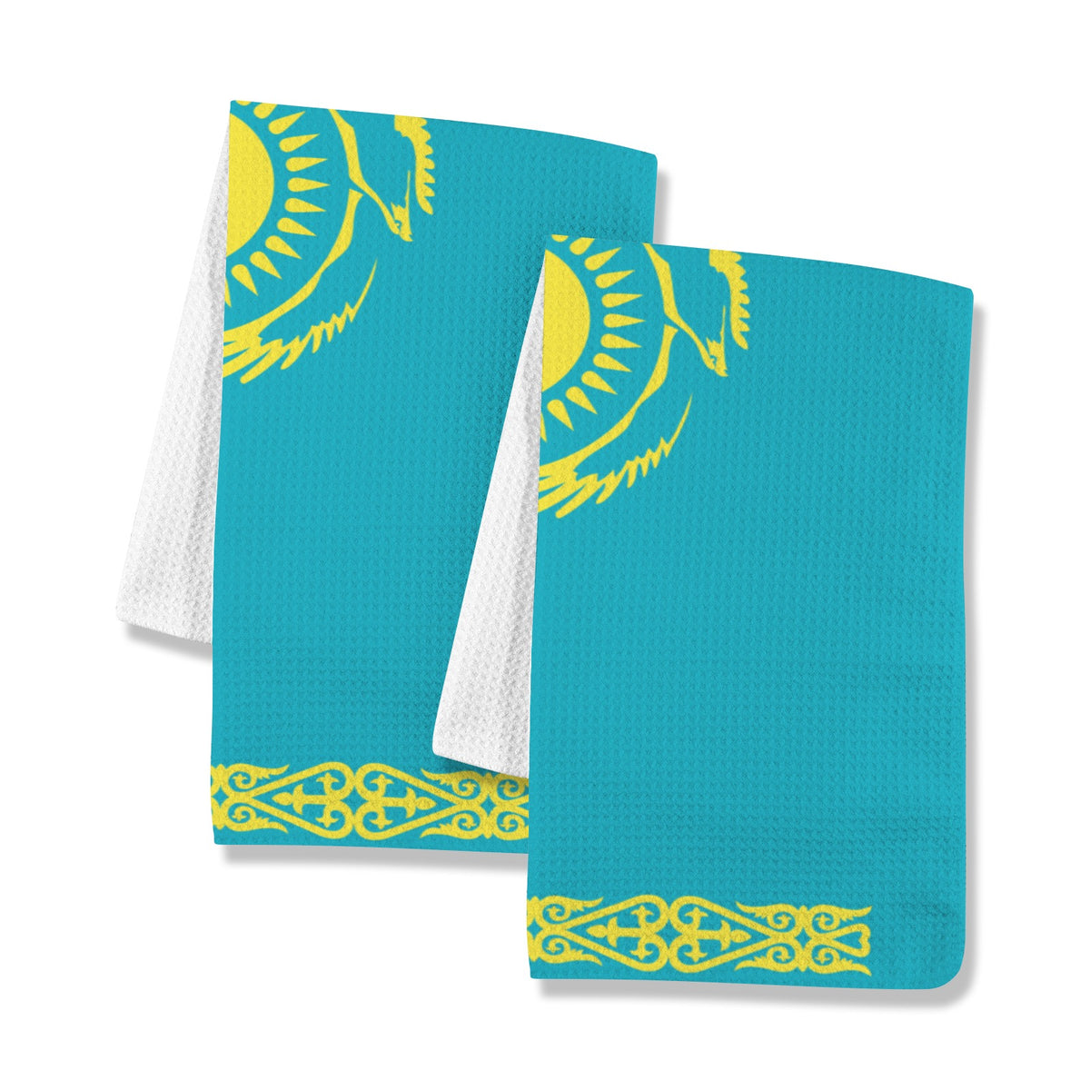 Kazakhstan Flag Inspired Kitchen Towel 40X60cm (Pack of 2) | Printed In the USA
