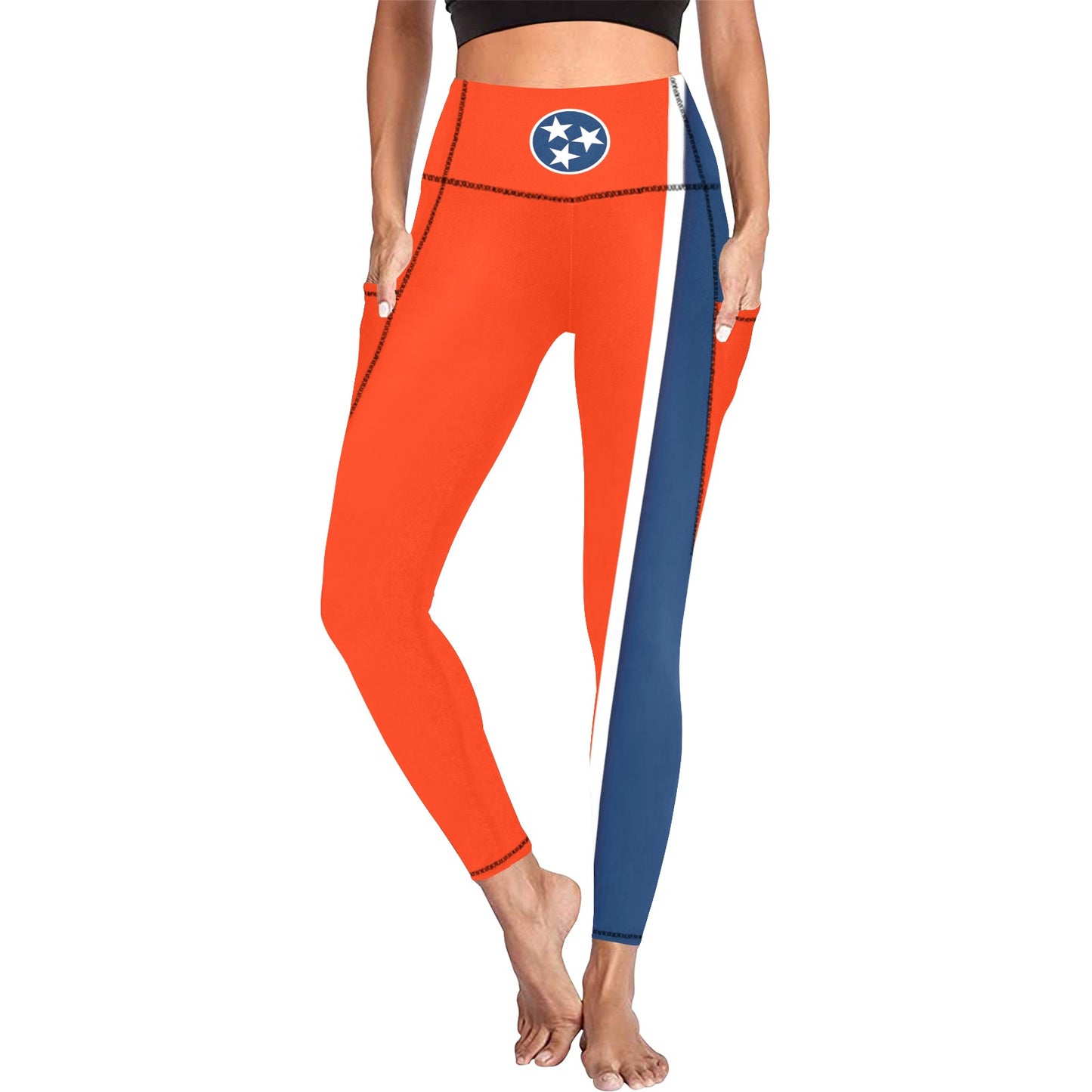 Tennessee Flag Inspired Women’s High Waist Leggings with Pockets