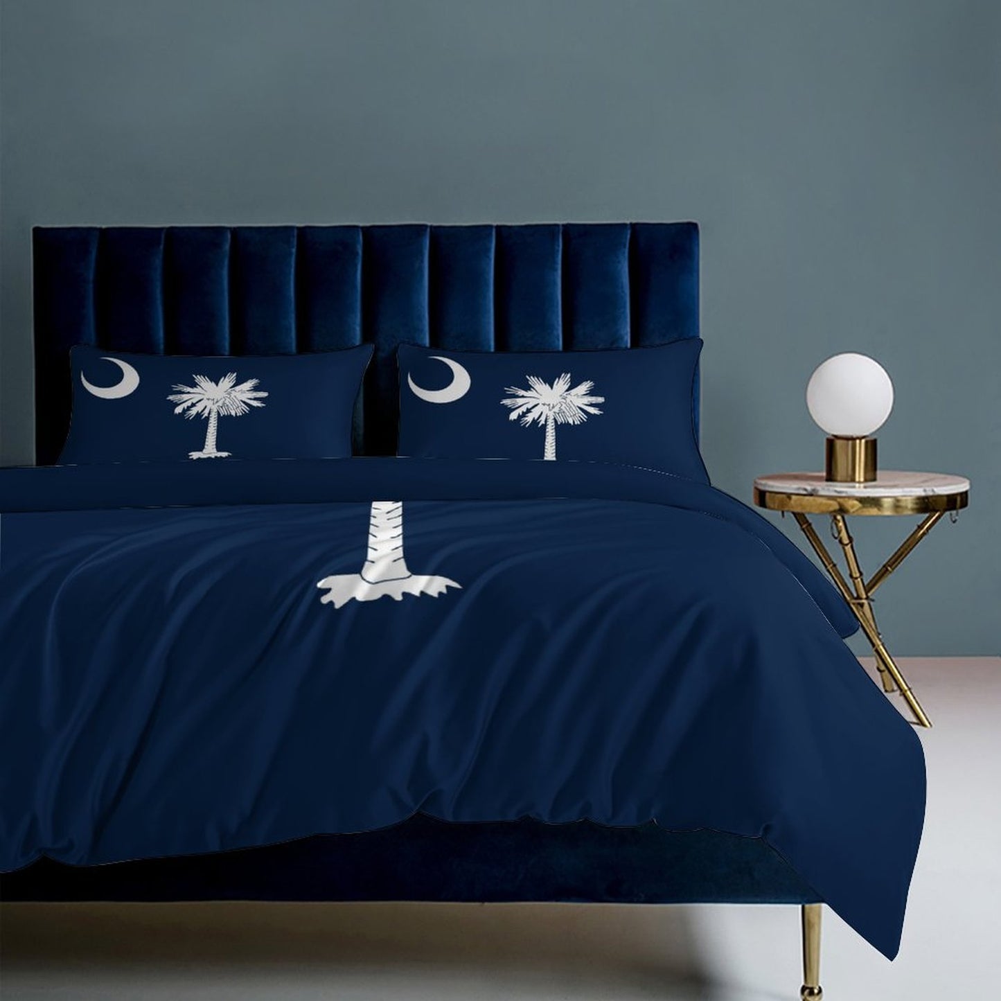 South Carolina Flag Inspired 3-Piece Bedding Set (1 Duvet Cover + 2 Pillow Shams) – 102"×90"