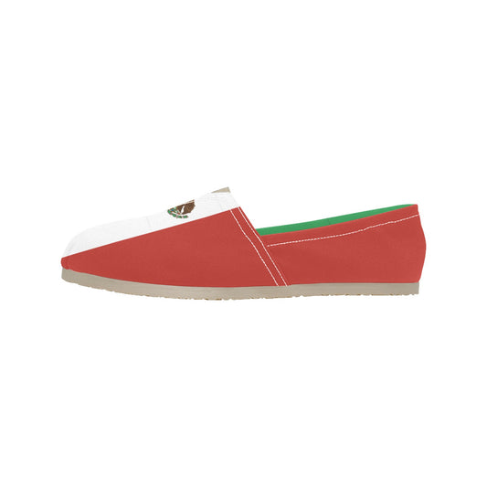 [Brand] red, white, green canvas slip-on shoe, Mexican flag.