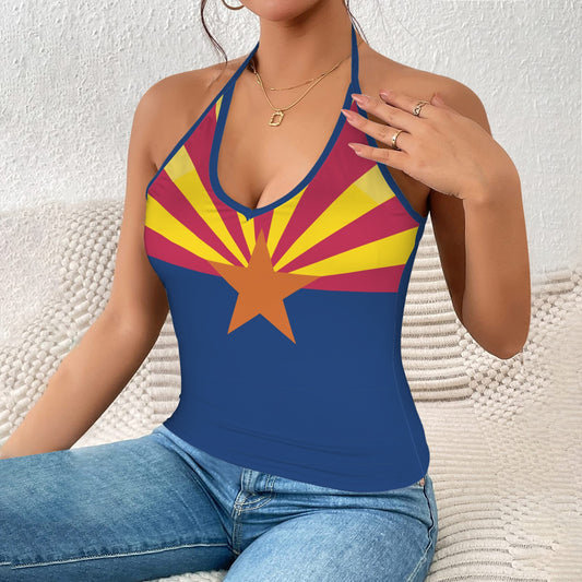 Arizona Flag Inspired V-neck Halter Open Back Tank Top