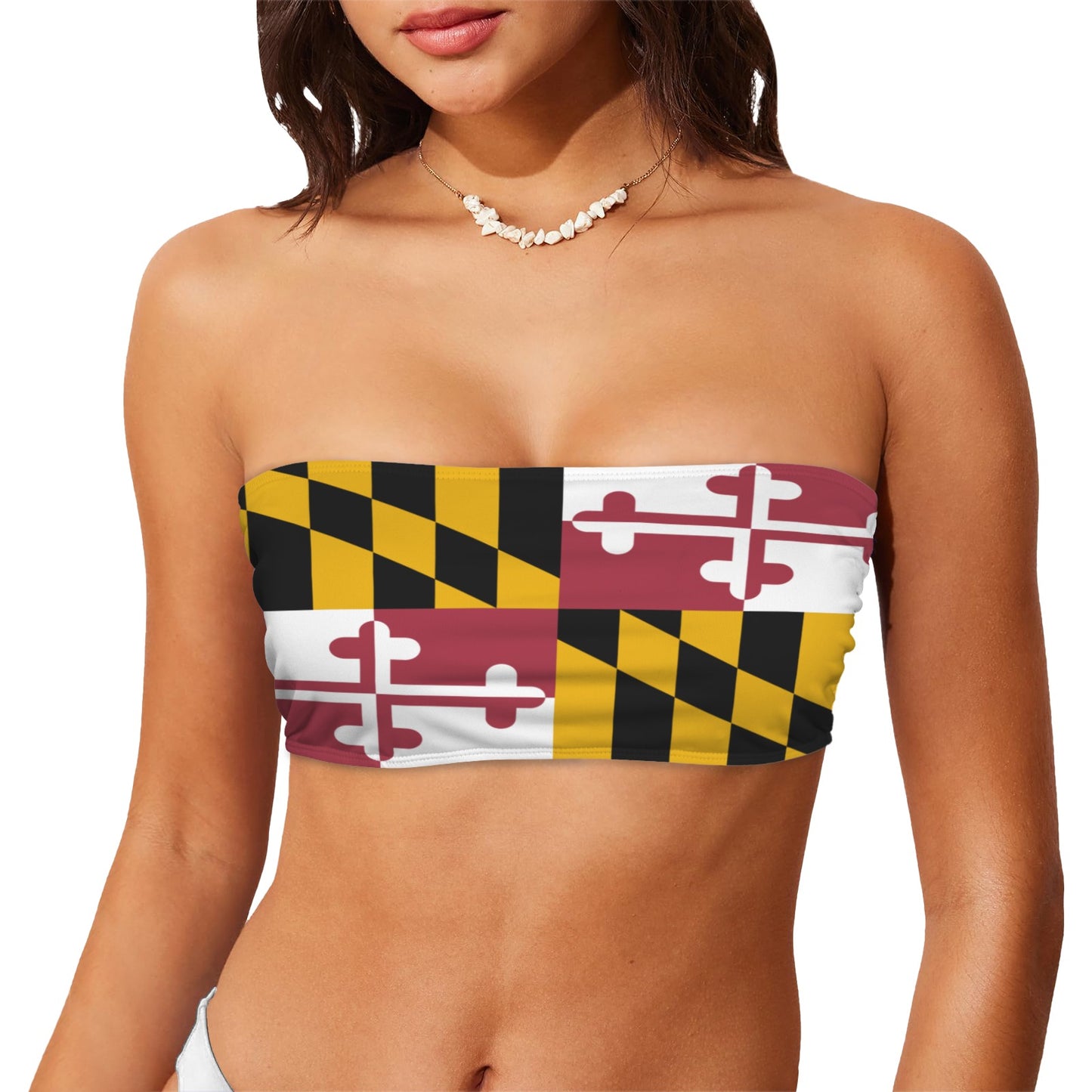 Maryland Flag Inspired Bandeau Tube Bikini Top