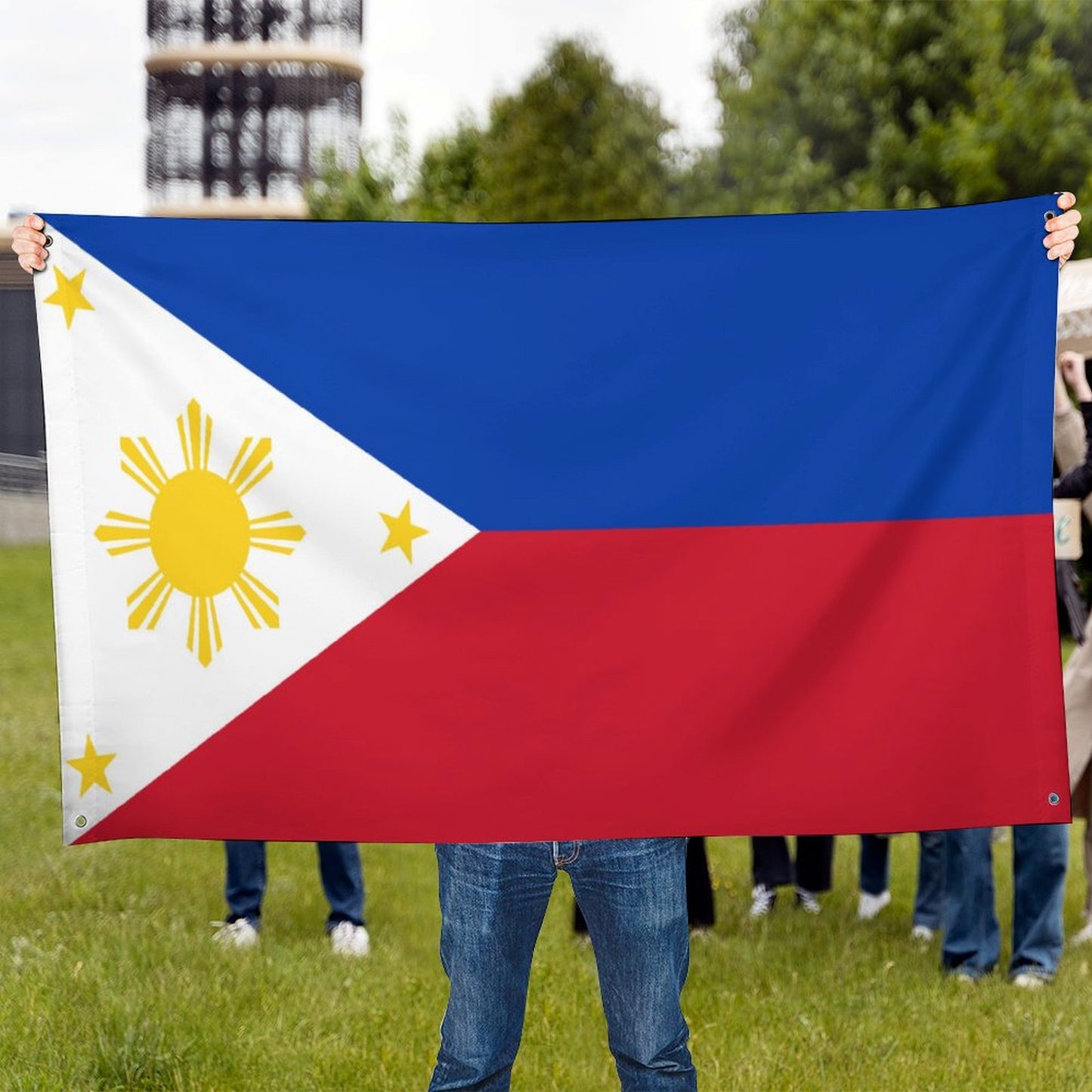 Philippines Flag Inspired Wall Mount Flag with Four Grommets (35x59 in)