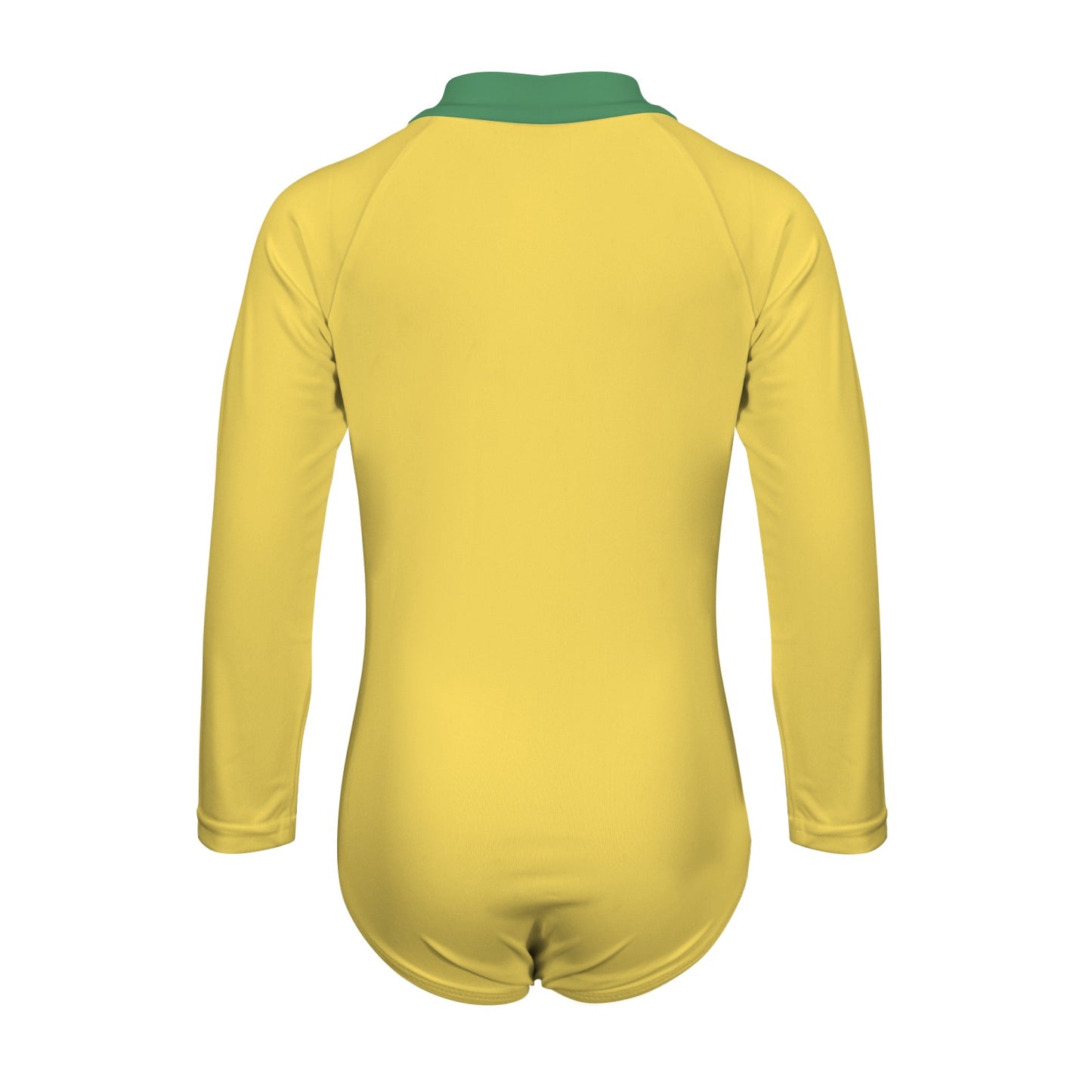 Brazil Flag Inspired Big Girls' Long Sleeve One-Piece Swimsuit