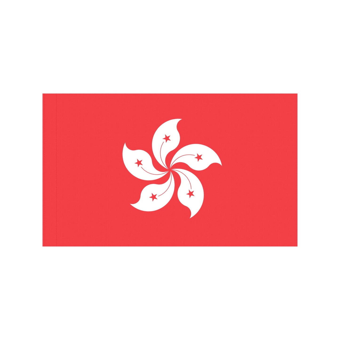 Red flag with white flower emblem by Luv My Flag.