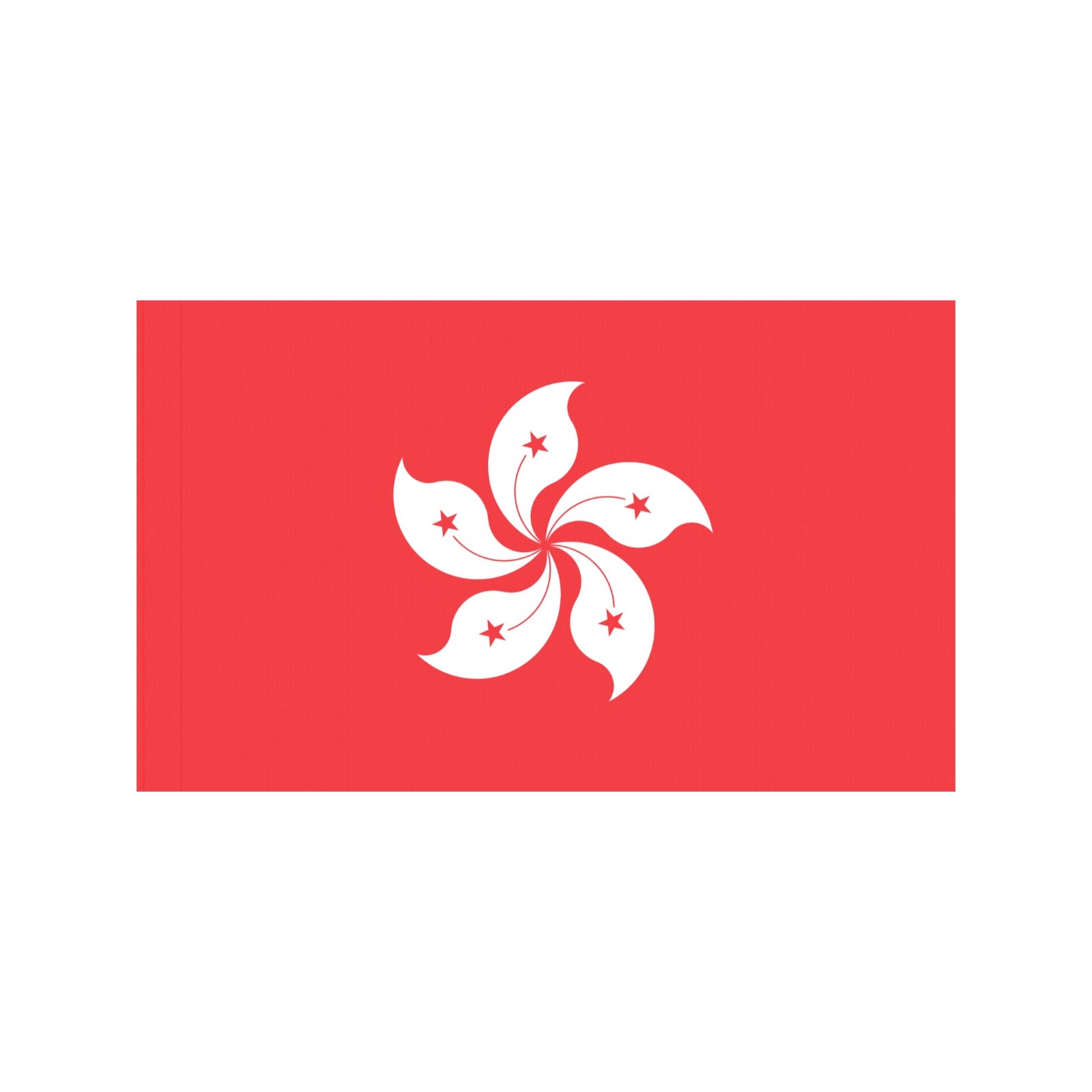 Red flag with white flower emblem by Luv My Flag.