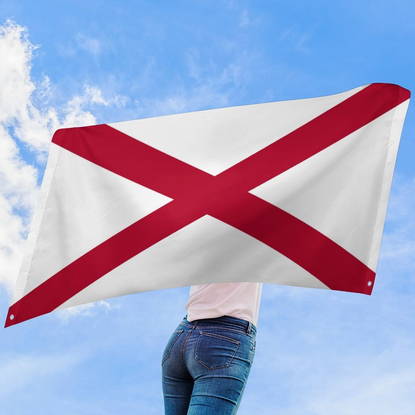 Alabama Flag Inspired Wall Mount Flag with Four Grommets (35x59 in)