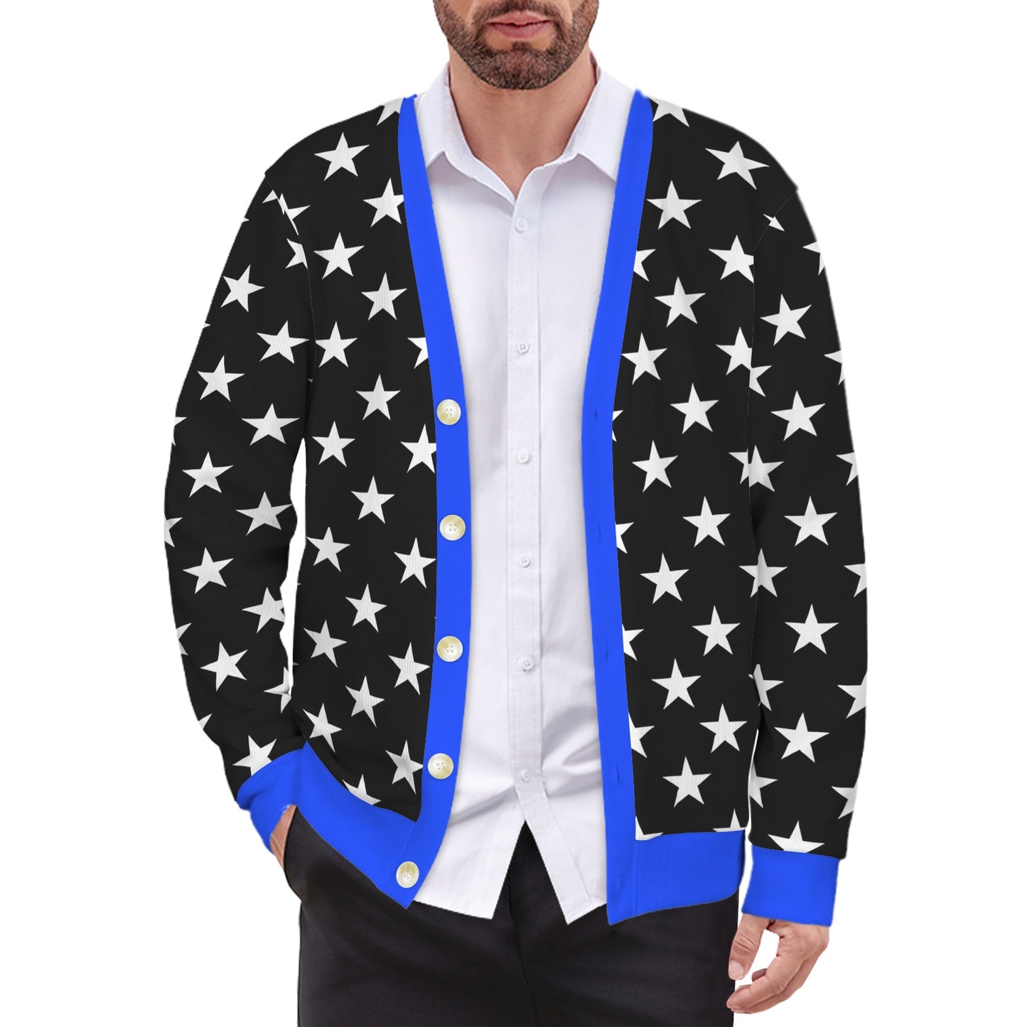 Thin Blue Line Flag Inspired Men's Cardigan