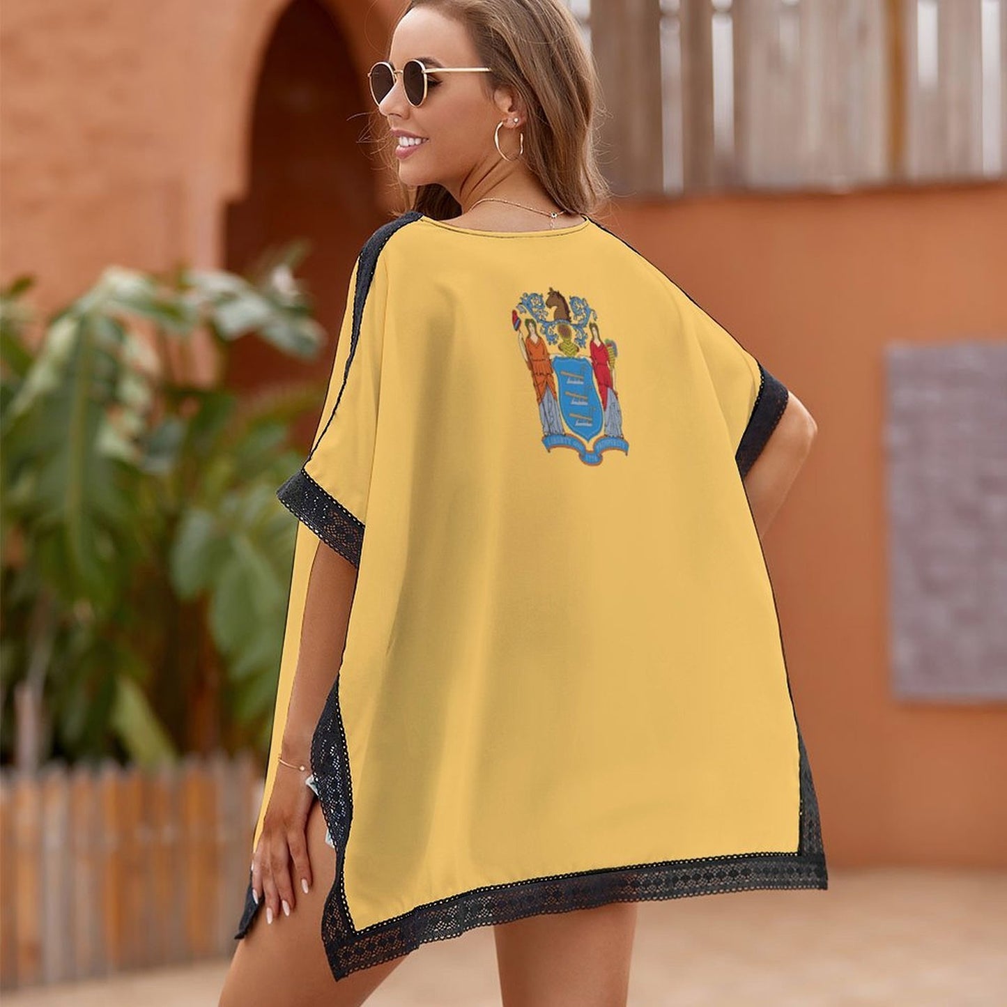 New Jersey Flag Inspired Custom Women's Beach Swim Cover Up