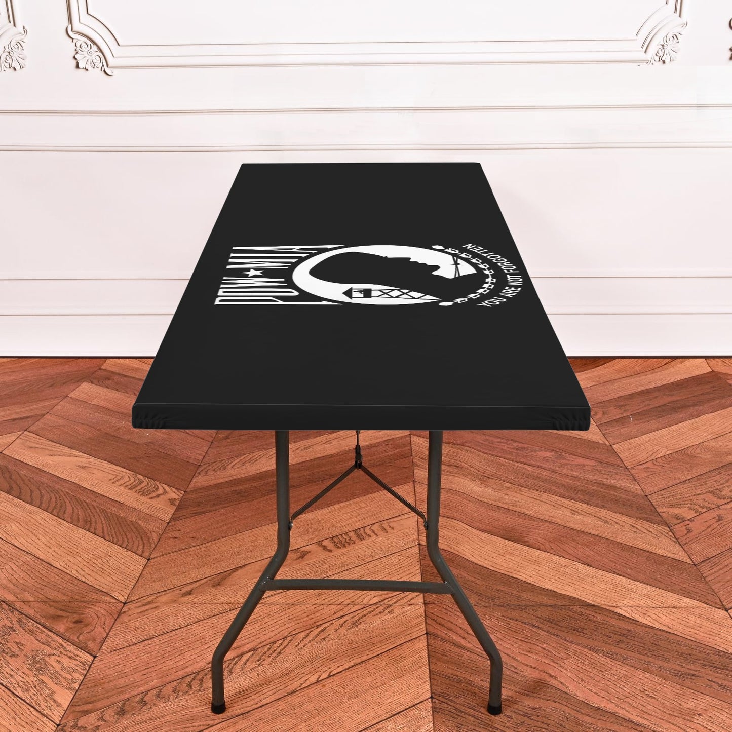 POW/MIA Flag Inspired Custom Elastic Fitted Tablecloth 72x30 inch (Made in the USA)